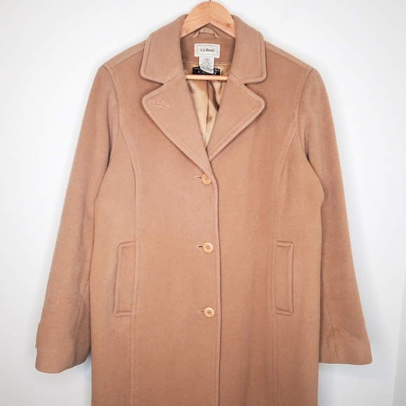 L.L. Bean Jackets & Blazers - LL Bean Long Calf Length Tan 100% Wool Pea Coat
